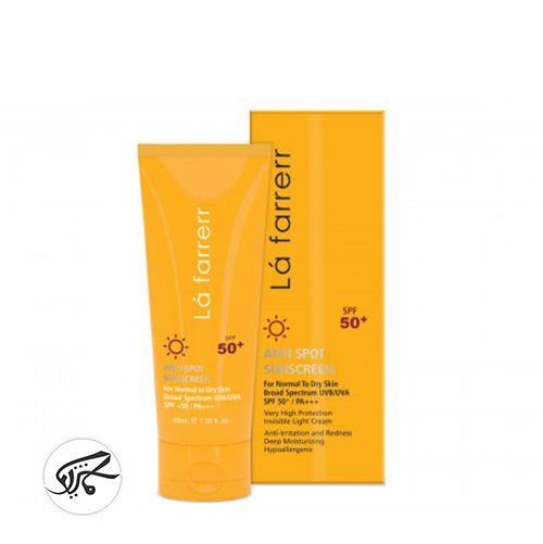 کرم ضد آفتاب وضد لک بی رنگ لافارر (پوست خشک و حساس) La Farrerr Anti Spot Sunscreen Spf50