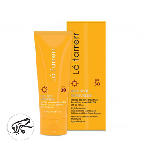 کرم ضد آفتاب وضد لک بی رنگ لافارر (پوست چرب ومستعد آکنه) La Farrerr Anti Spot Sunscreen Spf 30