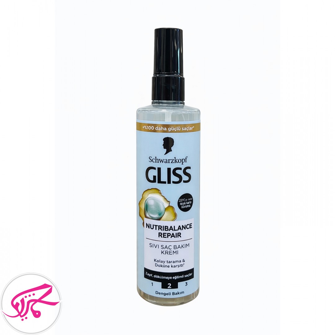اسپری دو فاز ضد ریزش گلیس مدل nutri balance برای موهای ضعیف و آسیب دیده حجم 200 میل