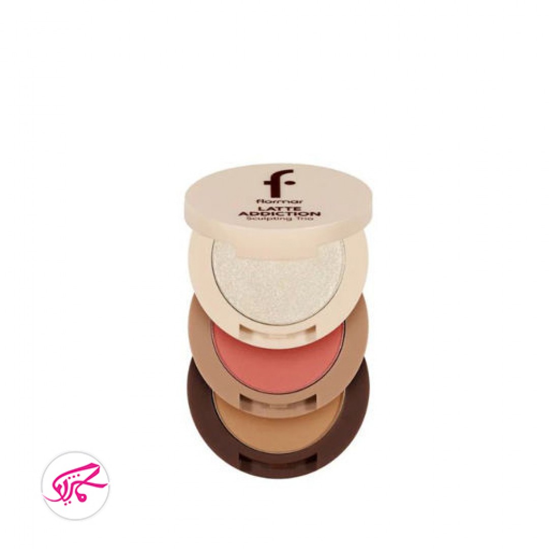 پالت سه طبقه رژگونه - هایلایتر - کانتور لته فلورمار Flormar Latte Palette