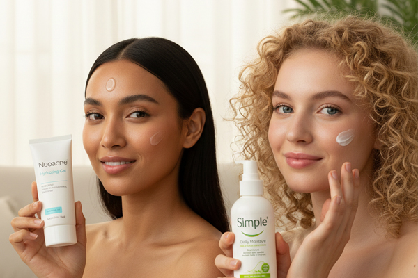 مقایسه عملکرد و تأثیر آبرسان نواکنه و سیمپل روی پوست