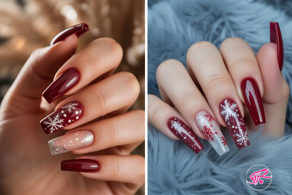 طرح ناخن زمستانی قرمز