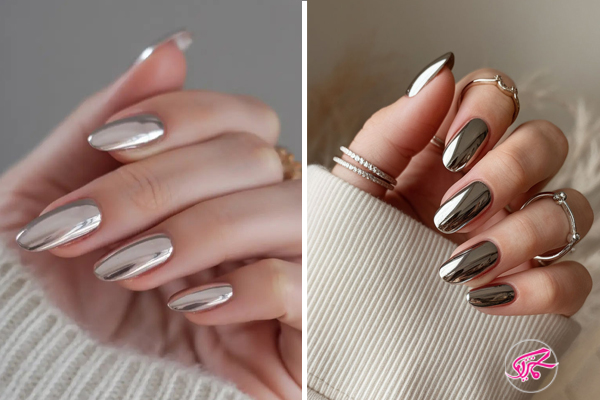 ناخن‌های کروم و متالیک