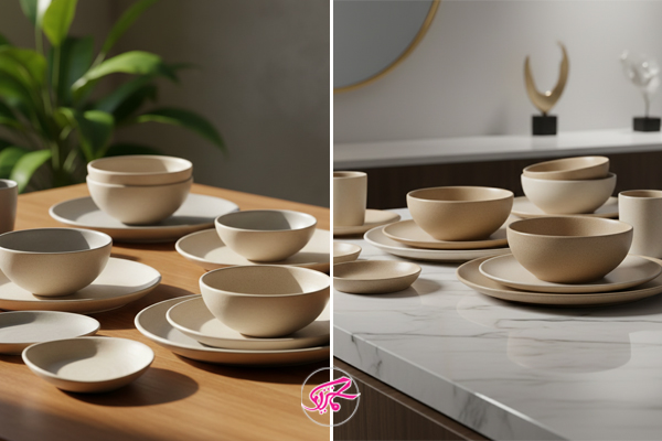 ست ظروف سفالی دست‌ساز مینیمال