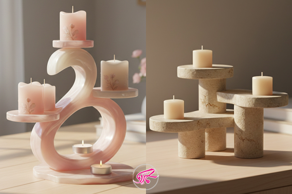 استند شمع چندطبقه رزینی یا طرح سنگ برای روز مادر